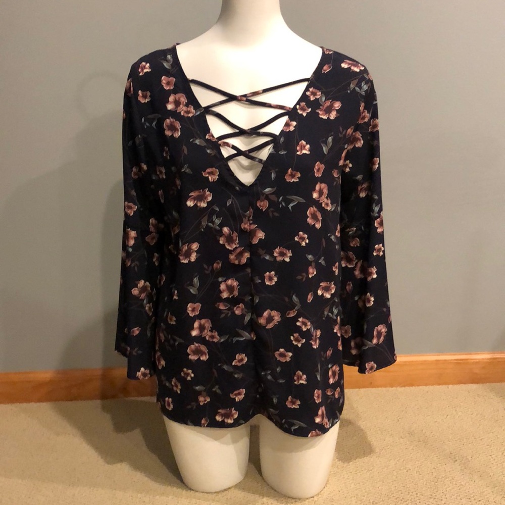 Fab’rik floral print 3/4 sleeve blouse, size medium